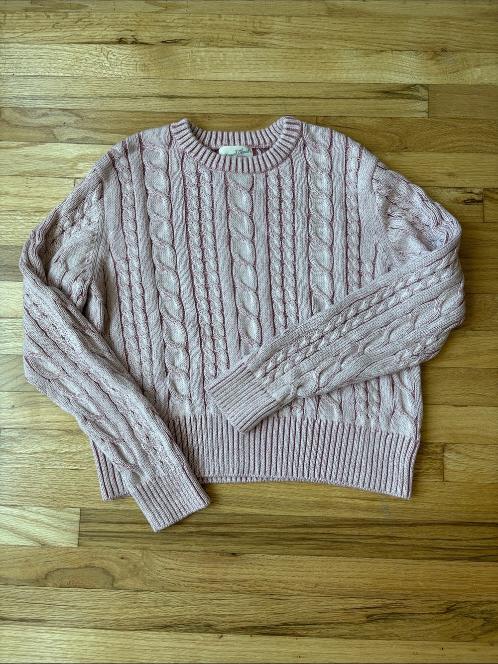 Blush Cable Knit Crewneck Sweater